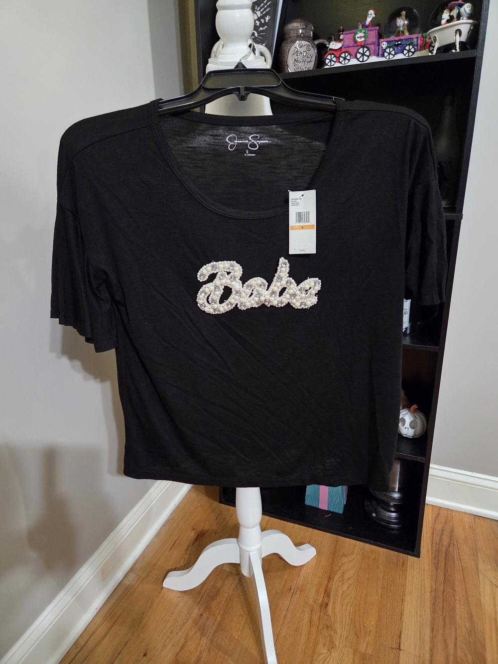 Jessica Simpson Black Top with Crystal 'Babe' Script